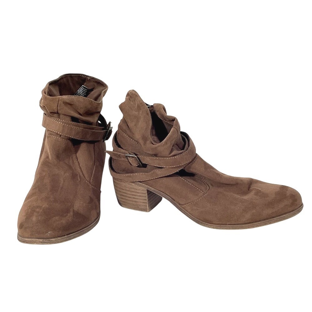 American Eagle Slouchy Buckle Strap Ankle‎ Boots 10 Brown